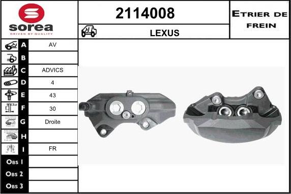 EAI 2114008 - Гальмівний супорт autocars.com.ua