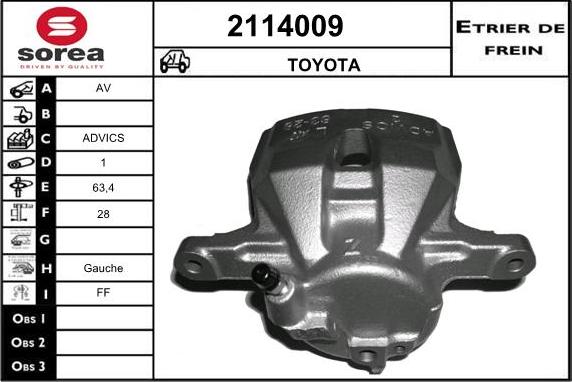 EAI 2114009 - Гальмівний супорт autocars.com.ua