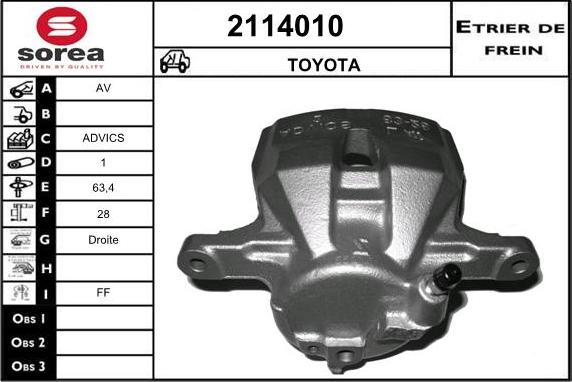 EAI 2114010 - Гальмівний супорт autocars.com.ua