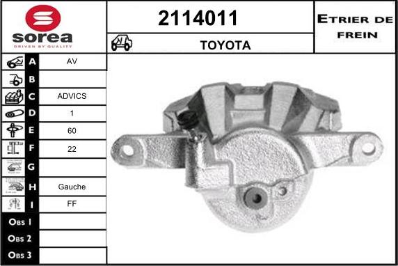 EAI 2114011 - Гальмівний супорт autocars.com.ua