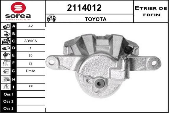 EAI 2114012 - Гальмівний супорт autocars.com.ua