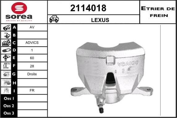 EAI 2114018 - Гальмівний супорт autocars.com.ua