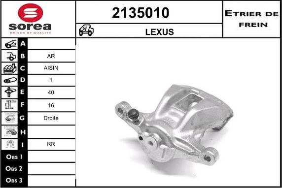 EAI 2135010 - Гальмівний супорт autocars.com.ua