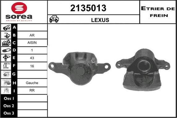 EAI 2135013 - Гальмівний супорт autocars.com.ua