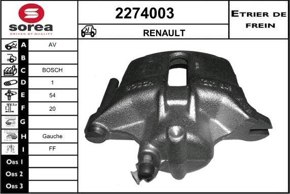 EAI 2274003 - Гальмівний супорт autocars.com.ua