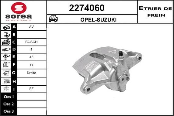 EAI 2274060 - Гальмівний супорт autocars.com.ua