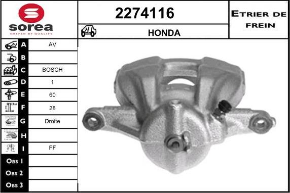 EAI 2274116 - Гальмівний супорт autocars.com.ua