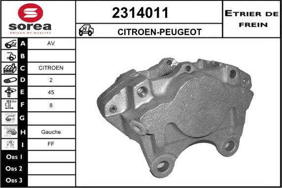 EAI 2314011 - Гальмівний супорт autocars.com.ua