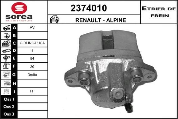 EAI 2374010 - Гальмівний супорт autocars.com.ua