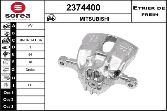 EAI 2374400 - Гальмівний супорт autocars.com.ua