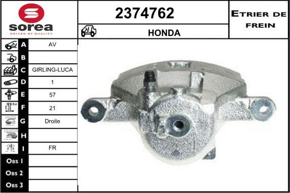 EAI 2374762 - Гальмівний супорт autocars.com.ua