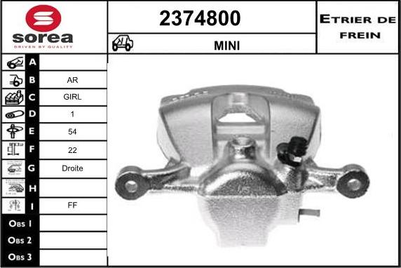 EAI 2374800 - Гальмівний супорт autocars.com.ua