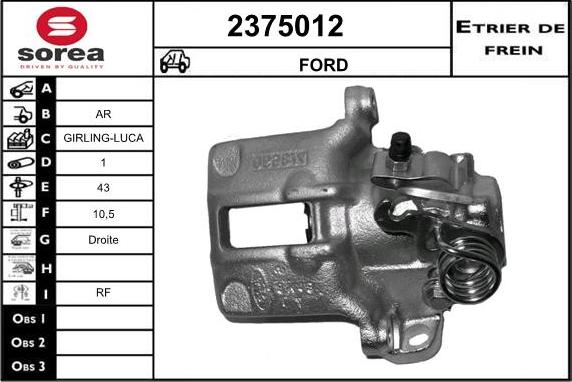 EAI 2375012 - Гальмівний супорт autocars.com.ua