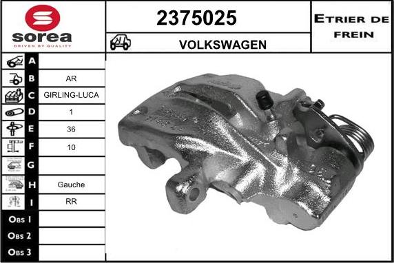 EAI 2375025 - Гальмівний супорт autocars.com.ua