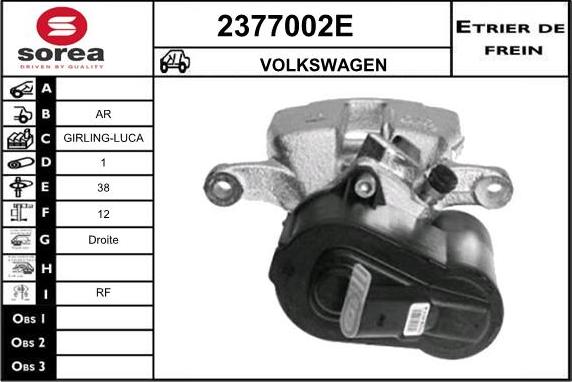 EAI 2377002E - Гальмівний супорт autocars.com.ua