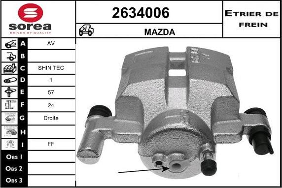 EAI 2634006 - Гальмівний супорт autocars.com.ua