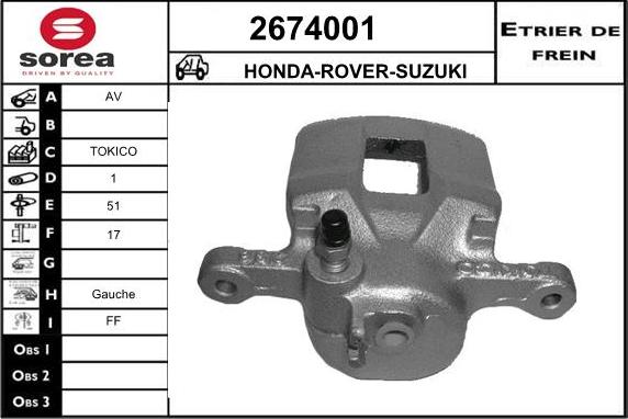 EAI 2674001 - Гальмівний супорт autocars.com.ua