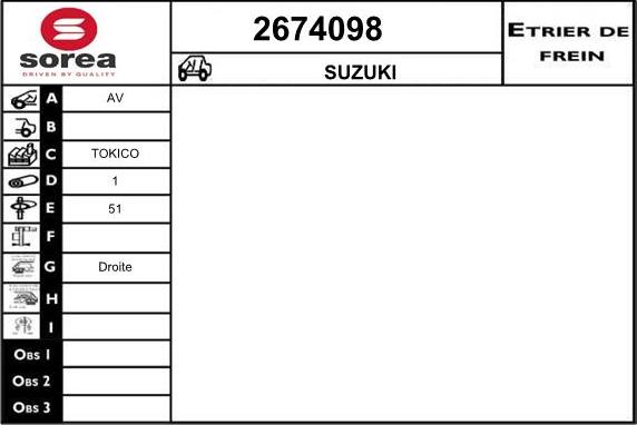 EAI 2674098 - Гальмівний супорт autocars.com.ua