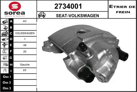 EAI 2734001 - Гальмівний супорт autocars.com.ua