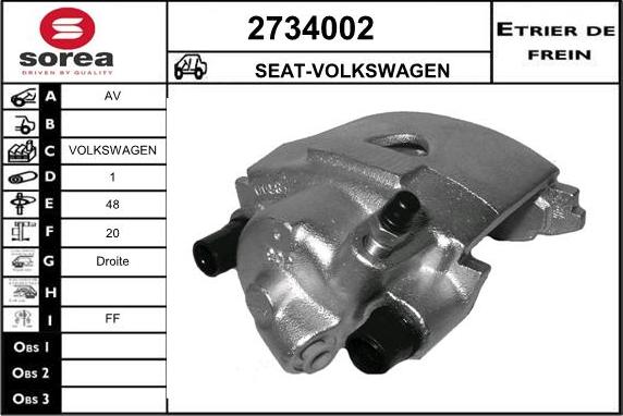 EAI 2734002 - Гальмівний супорт autocars.com.ua