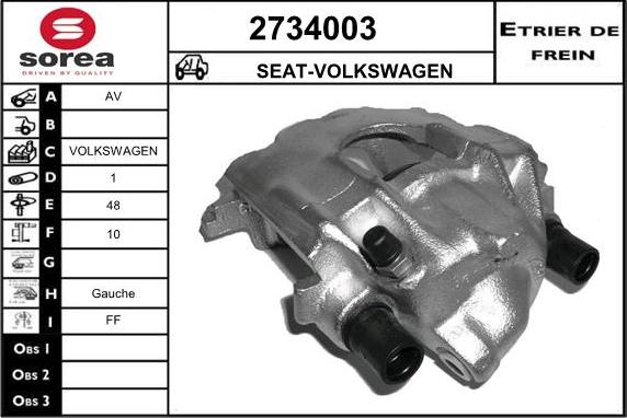 EAI 2734003 - Гальмівний супорт autocars.com.ua