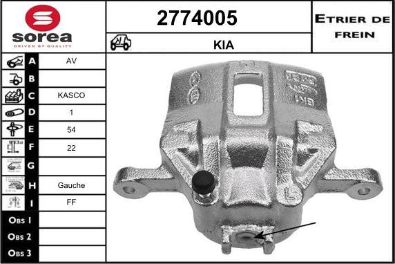 EAI 2774005 - Гальмівний супорт autocars.com.ua