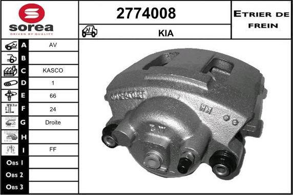 EAI 2774008 - Гальмівний супорт autocars.com.ua