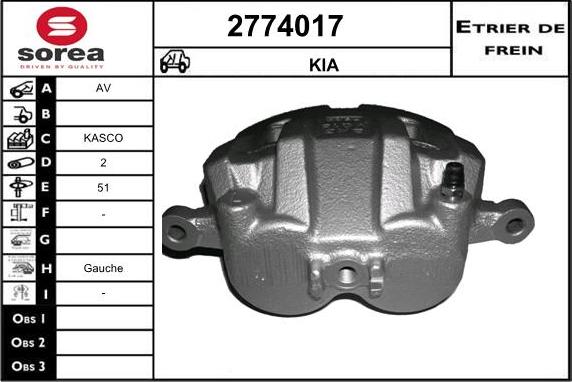 EAI 2774017 - Гальмівний супорт autocars.com.ua