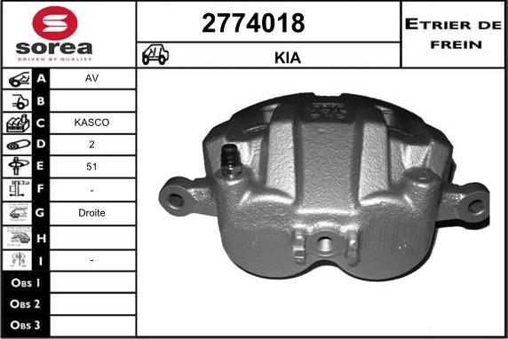 EAI 2774018 - Гальмівний супорт autocars.com.ua