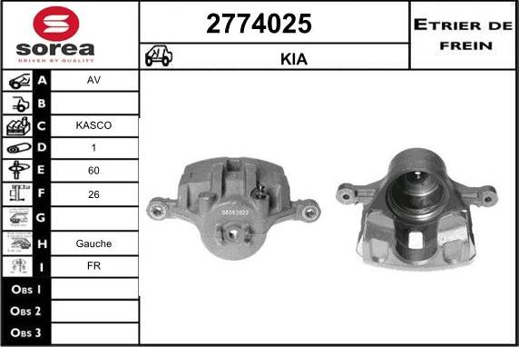 EAI 2774025 - Гальмівний супорт autocars.com.ua