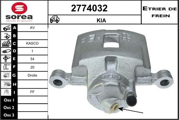 EAI 2774032 - Гальмівний супорт autocars.com.ua