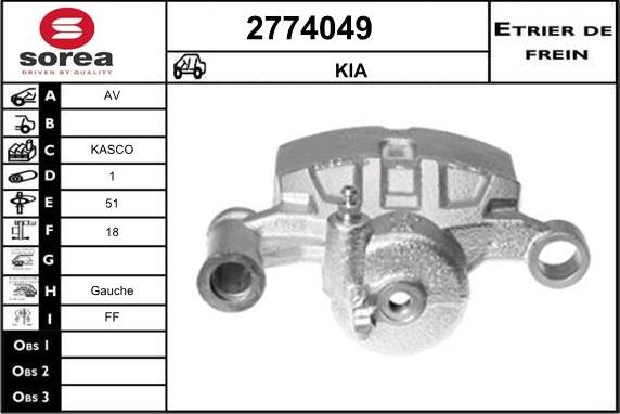 EAI 2774049 - Гальмівний супорт autocars.com.ua