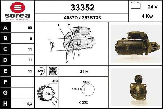 EAI 33352 - Стартер autocars.com.ua