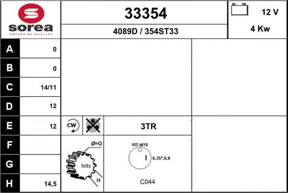 EAI 33354 - Стартер autocars.com.ua