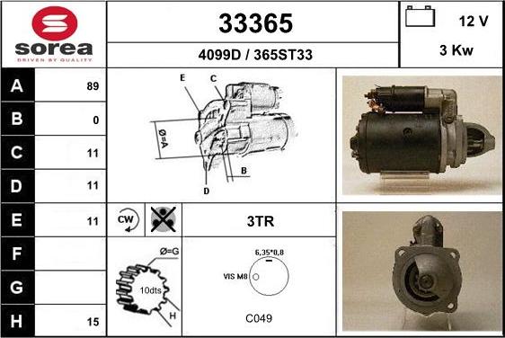 EAI 33365 - Стартер autocars.com.ua