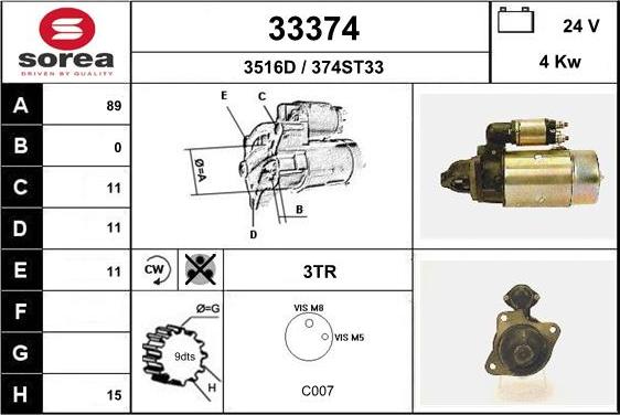 EAI 33374 - Стартер autocars.com.ua