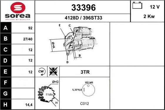 EAI 33396 - Стартер autocars.com.ua