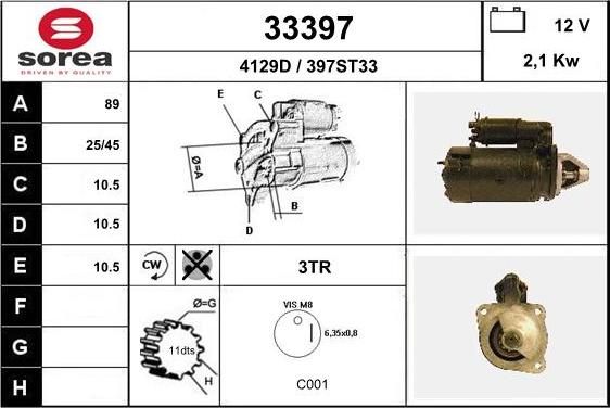 EAI 33397 - Стартер autocars.com.ua