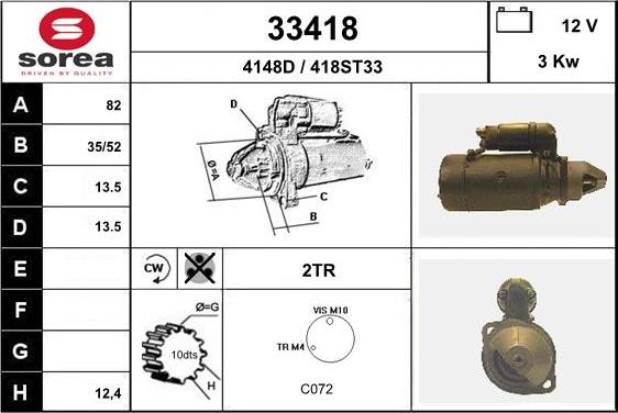 EAI 33418 - Стартер autocars.com.ua