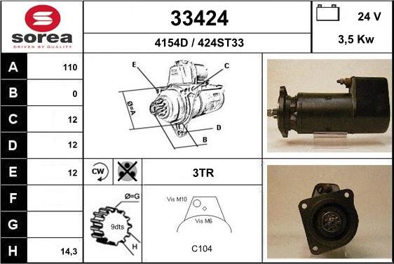 EAI 33424 - Стартер autocars.com.ua