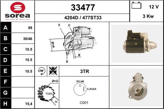 EAI 33477 - Стартер autocars.com.ua