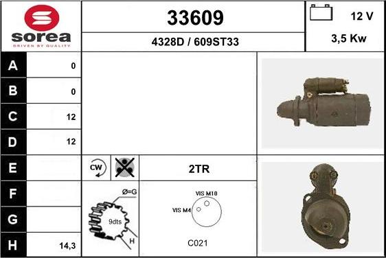 EAI 33609 - Стартер autocars.com.ua