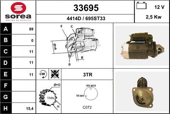 EAI 33695 - Стартер autocars.com.ua