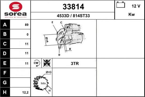 EAI 33814 - Стартер autocars.com.ua