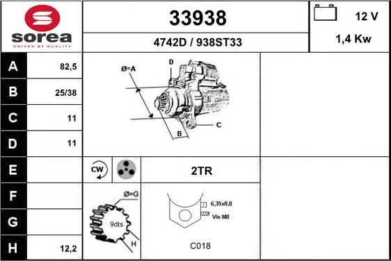 EAI 33938 - Стартер avtokuzovplus.com.ua