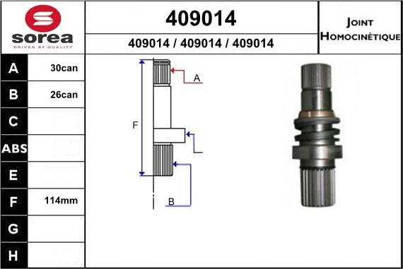 EAI 409014 - Шарнірний комплект, ШРУС, приводний вал autocars.com.ua