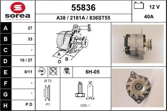 EAI 55836 - Генератор avtokuzovplus.com.ua