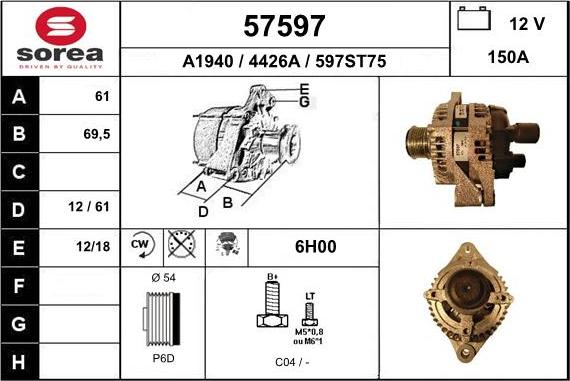 EAI 57597 - Генератор avtokuzovplus.com.ua