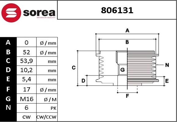 EAI 806131 - Шкив генератора, муфта autodnr.net