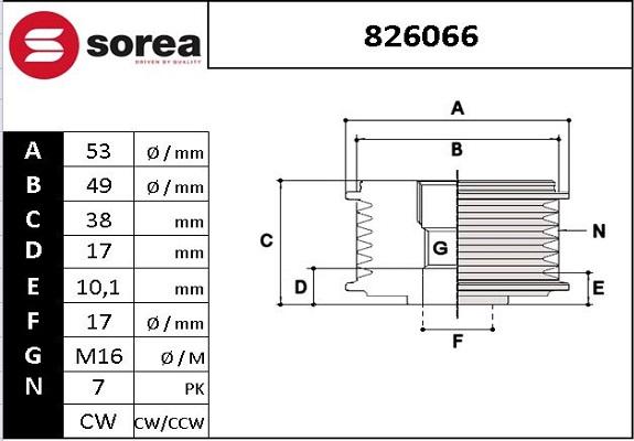 EAI 826066 - Шкив генератора, муфта avtokuzovplus.com.ua